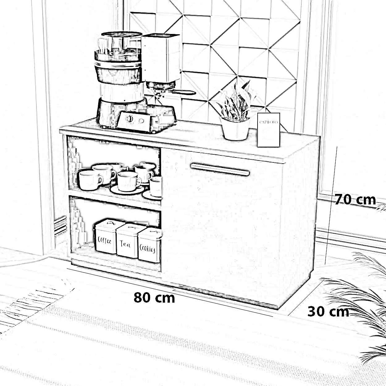 كوفي كورنر ام دي اف، 80*30*70 سم