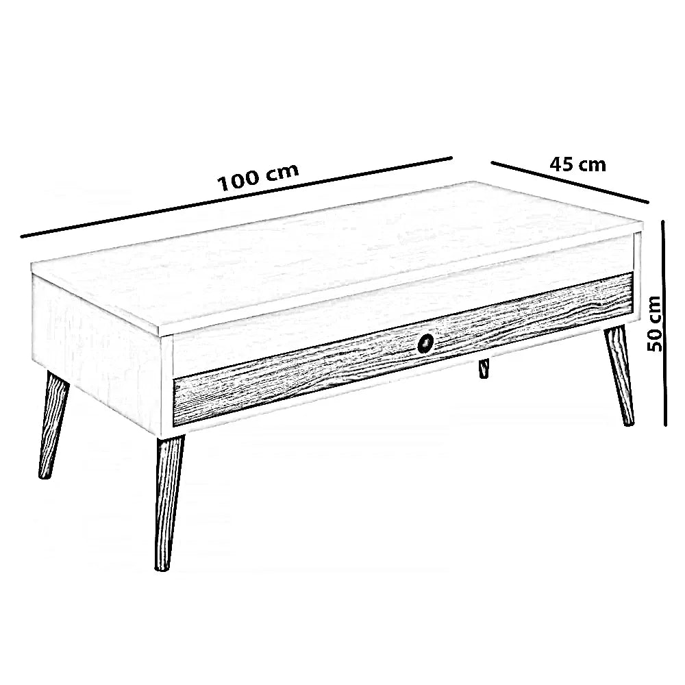 ترابيزة قهوة ام دي اف اسباني، 100*45*50 سم