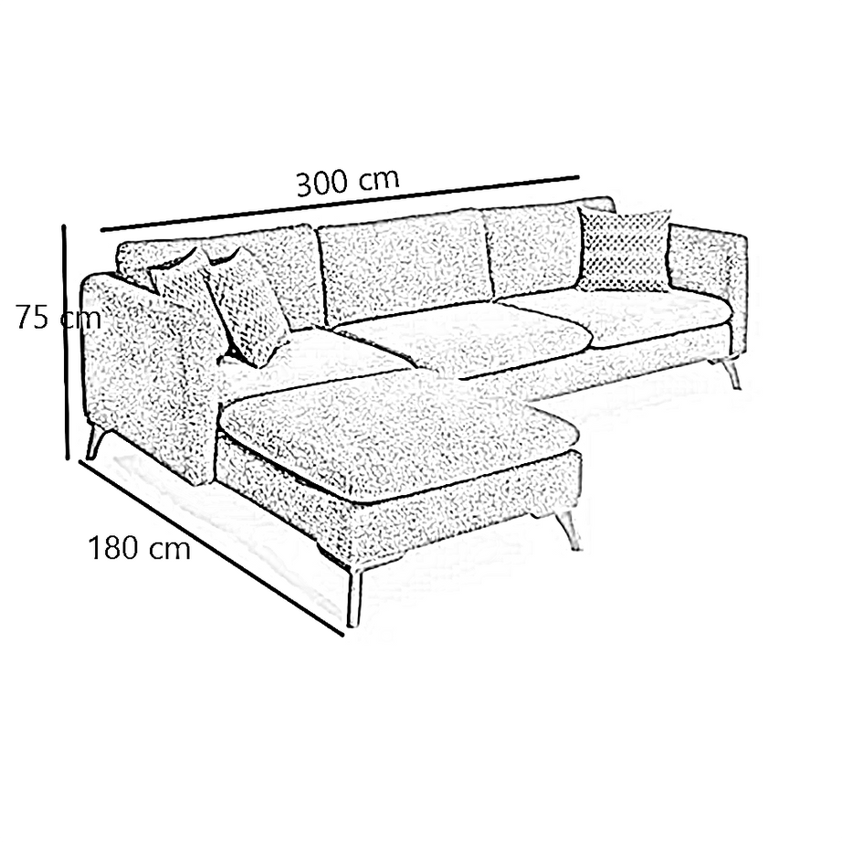 ركنة خشب زان أحمر، 300*180*75 سم