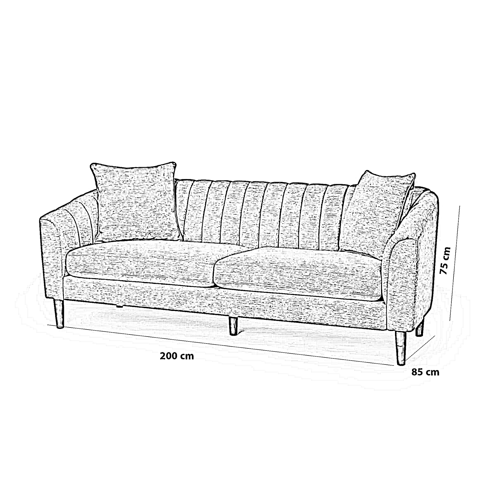 كنبة خشب زان، 200*85*75 سم