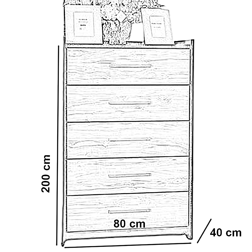 وحدة أدراج خشب ام دي اف، 80*40*200 سم