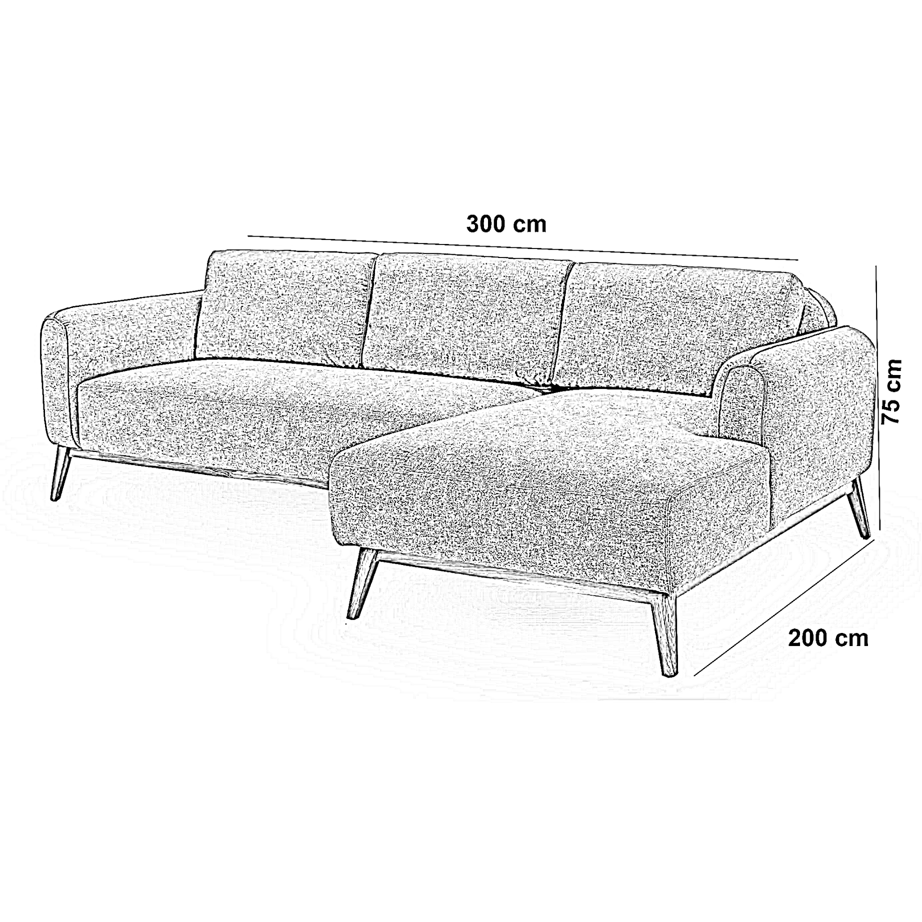 ركنة خشب زان أحمر، 300*200*75 سم