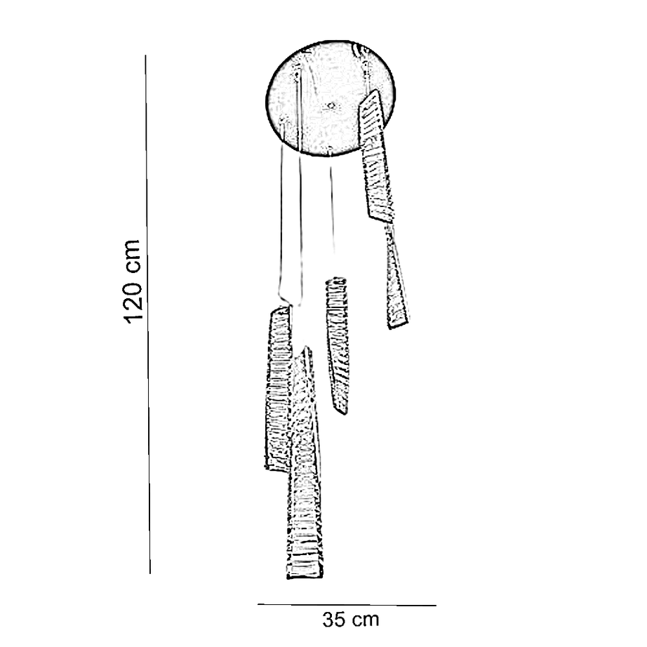 نجفة ستيل و كريستال، 35*120 سم- ذهبي
