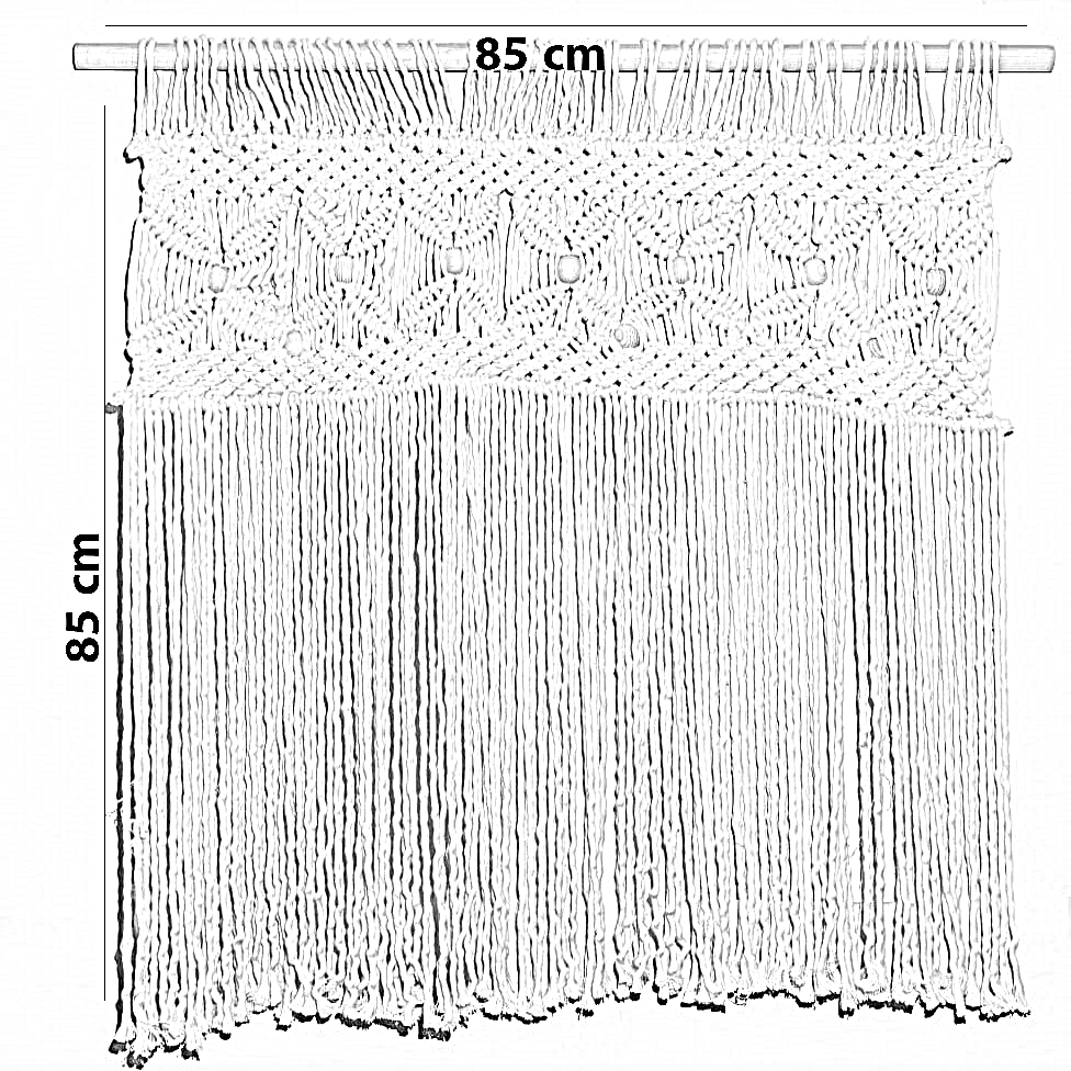 ستارة مكرمية قطن وخشب معالج، 85×85 سم - صورة 6