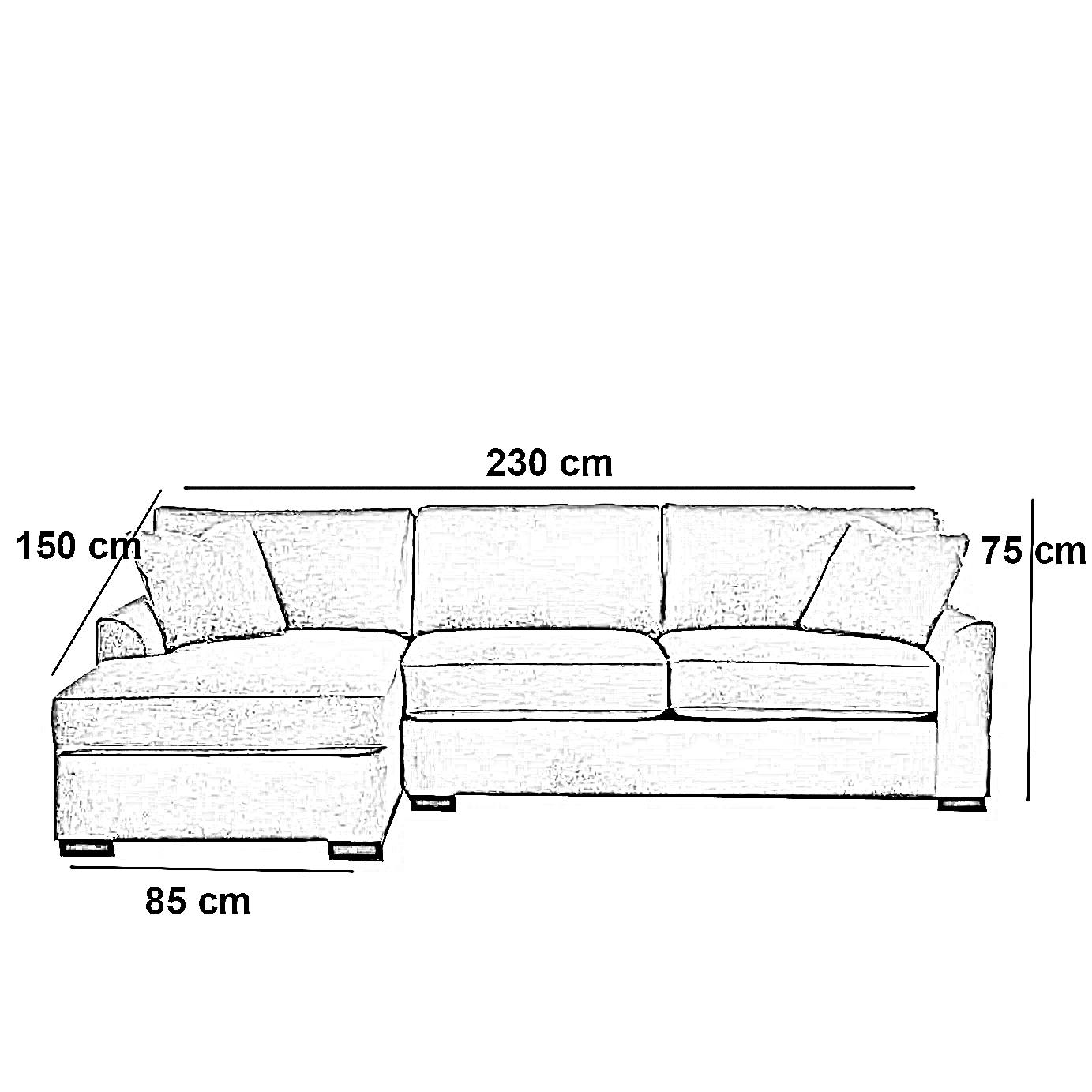 ركنة خشب زان، 230*150*85*75 سم