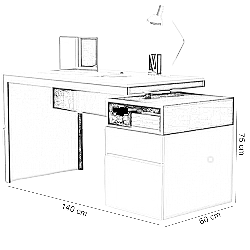 مكتب خشب ام دي اف، 120*60*75سم