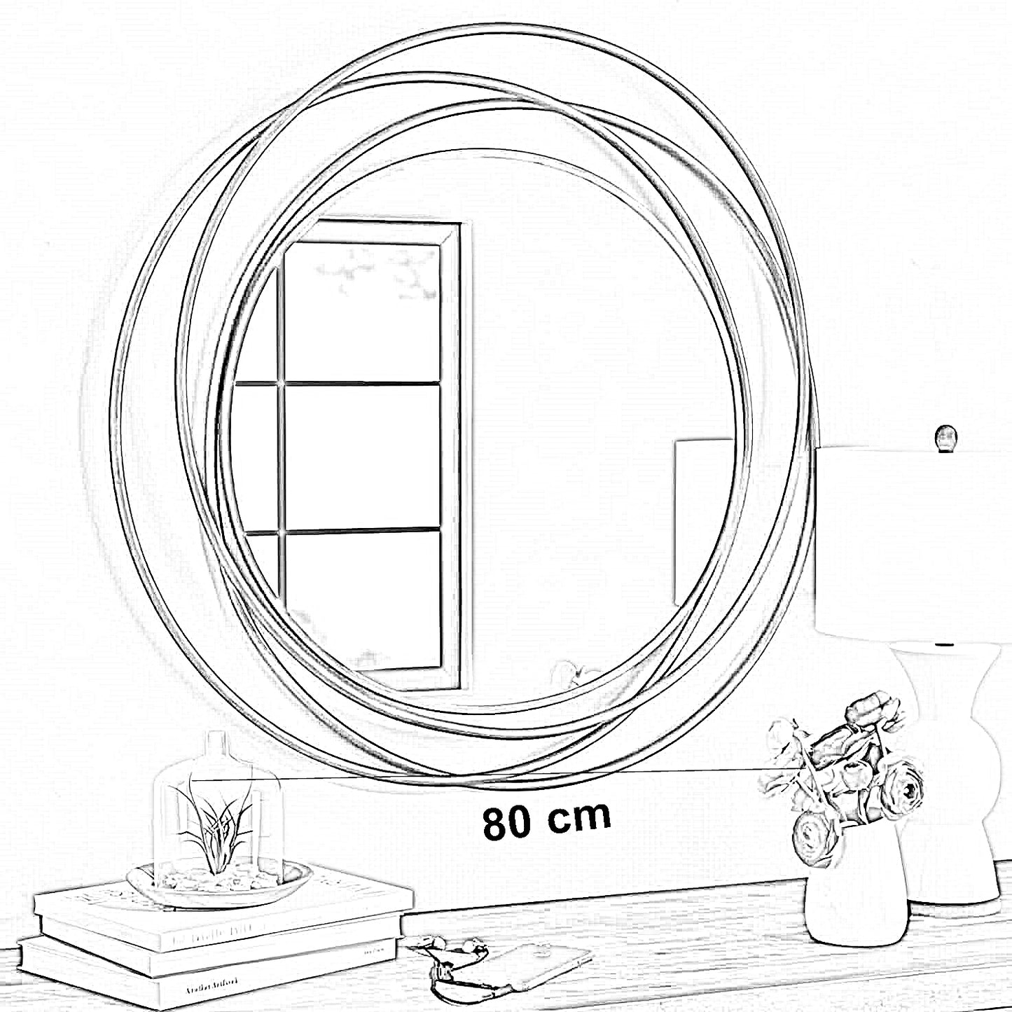 مرايا حائط بإطار ستيل، 80 سم