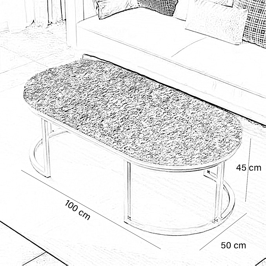 ترابيزة قهوة بسطح جرانيت، 100*50*45 سم