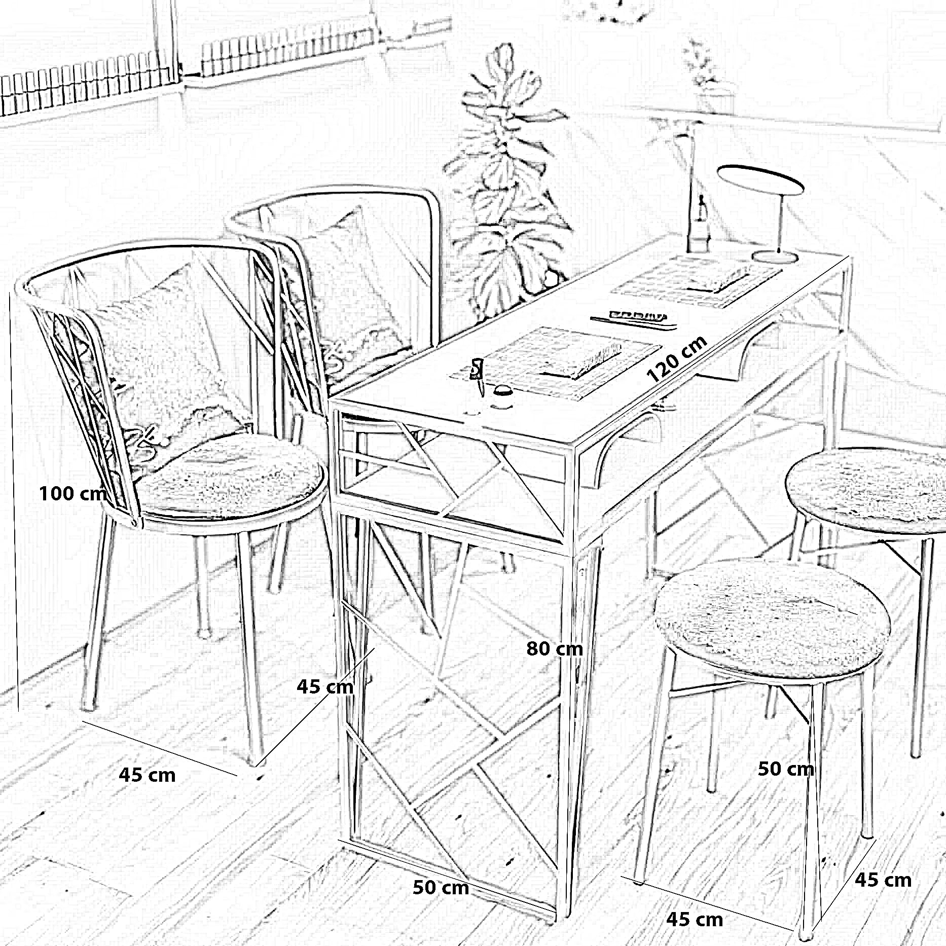 طقم سفرة ستيل وخشب ام دي اف، 5 قطع