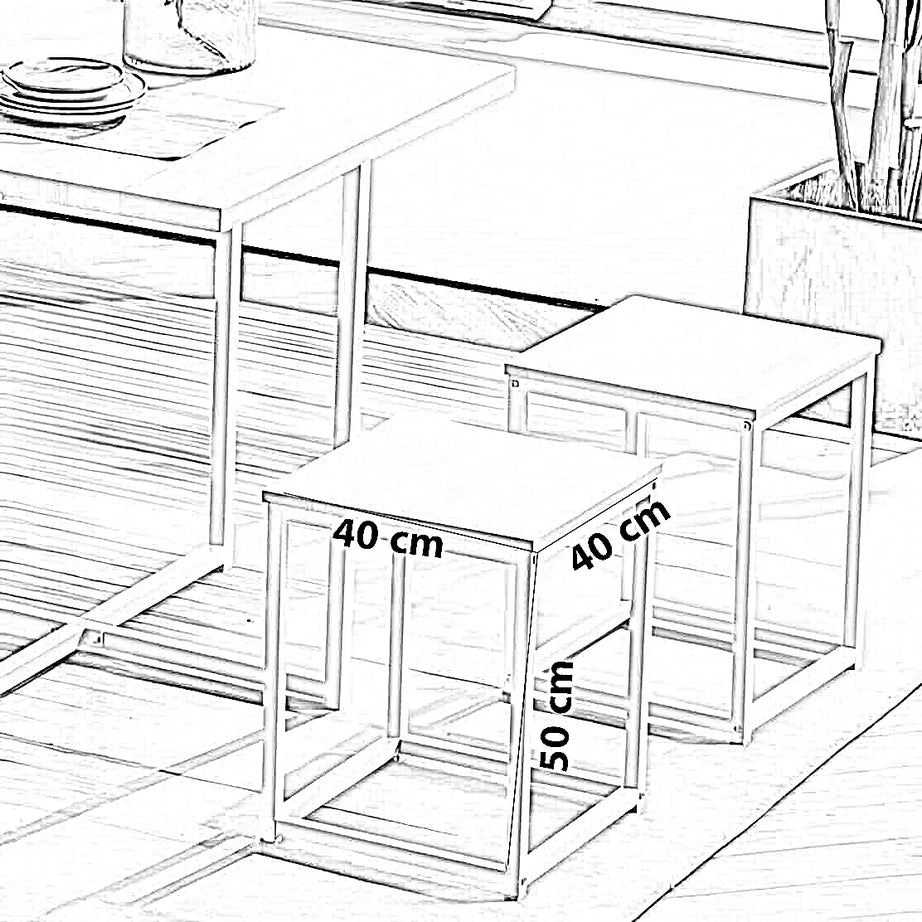 طقم سفرة ستيل وخشب ام دي اف، 5 قطع