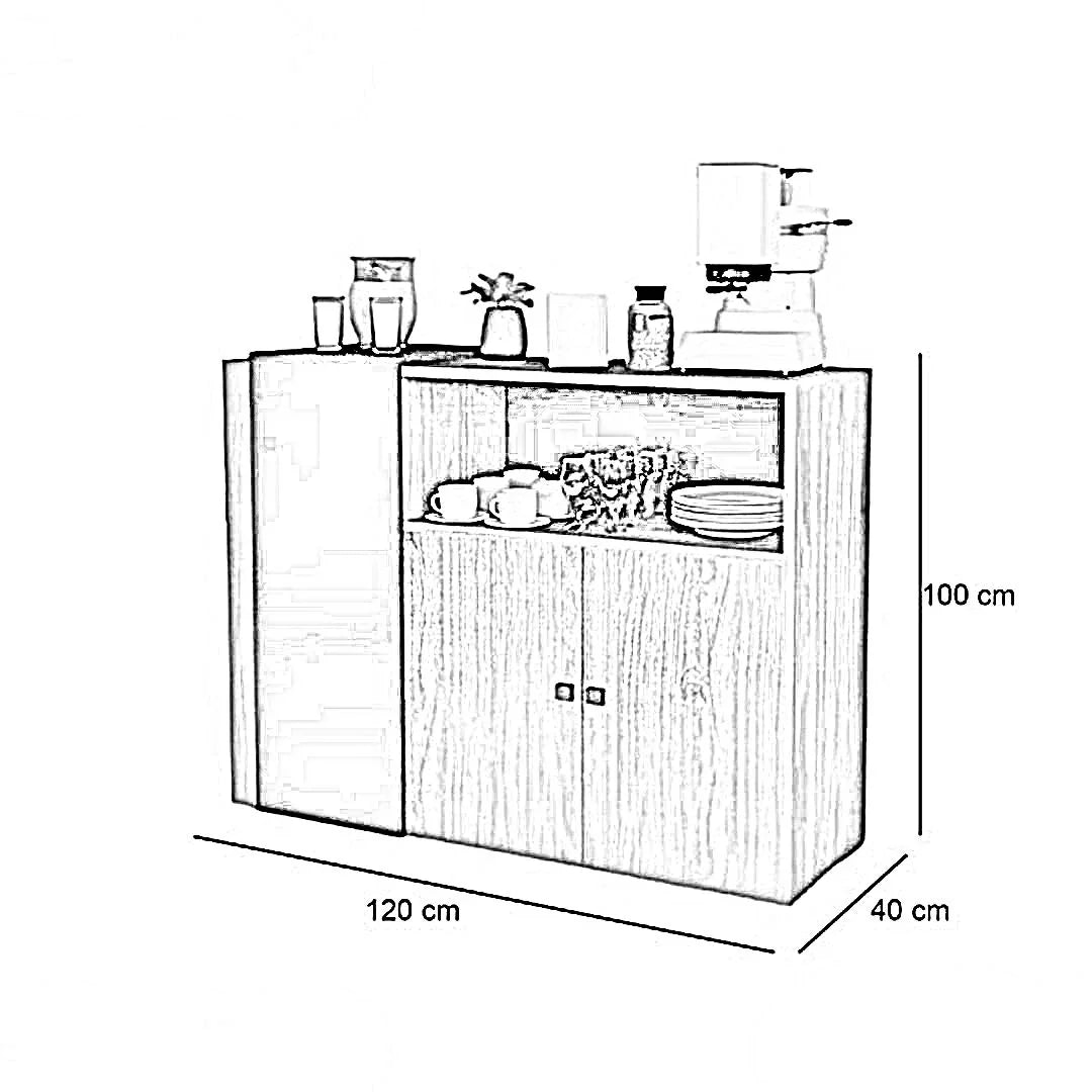 كوفي كورنر خشب ام دي اف، 120*40*100 سم