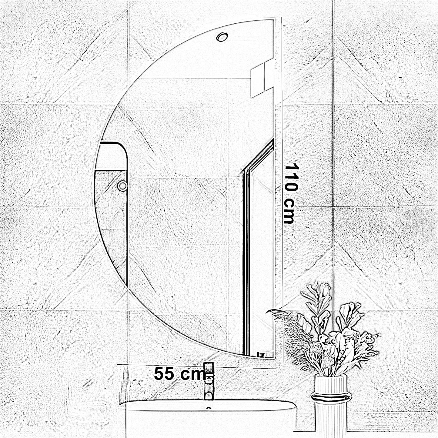 مرايا ليد سمارت، 55*110 سم