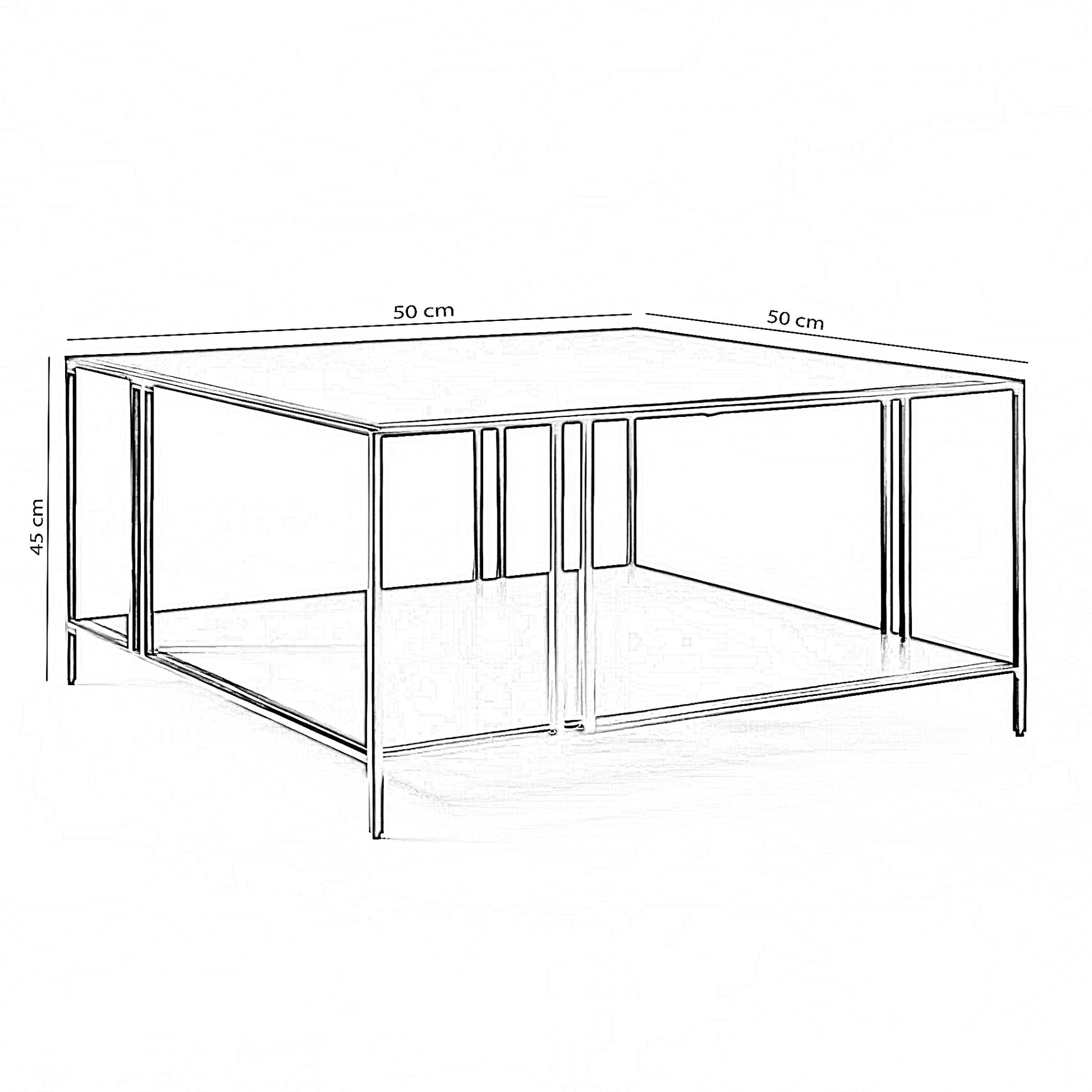 ترابيزة قهوة ام دي اف و ستيل، 50*50*45 سم