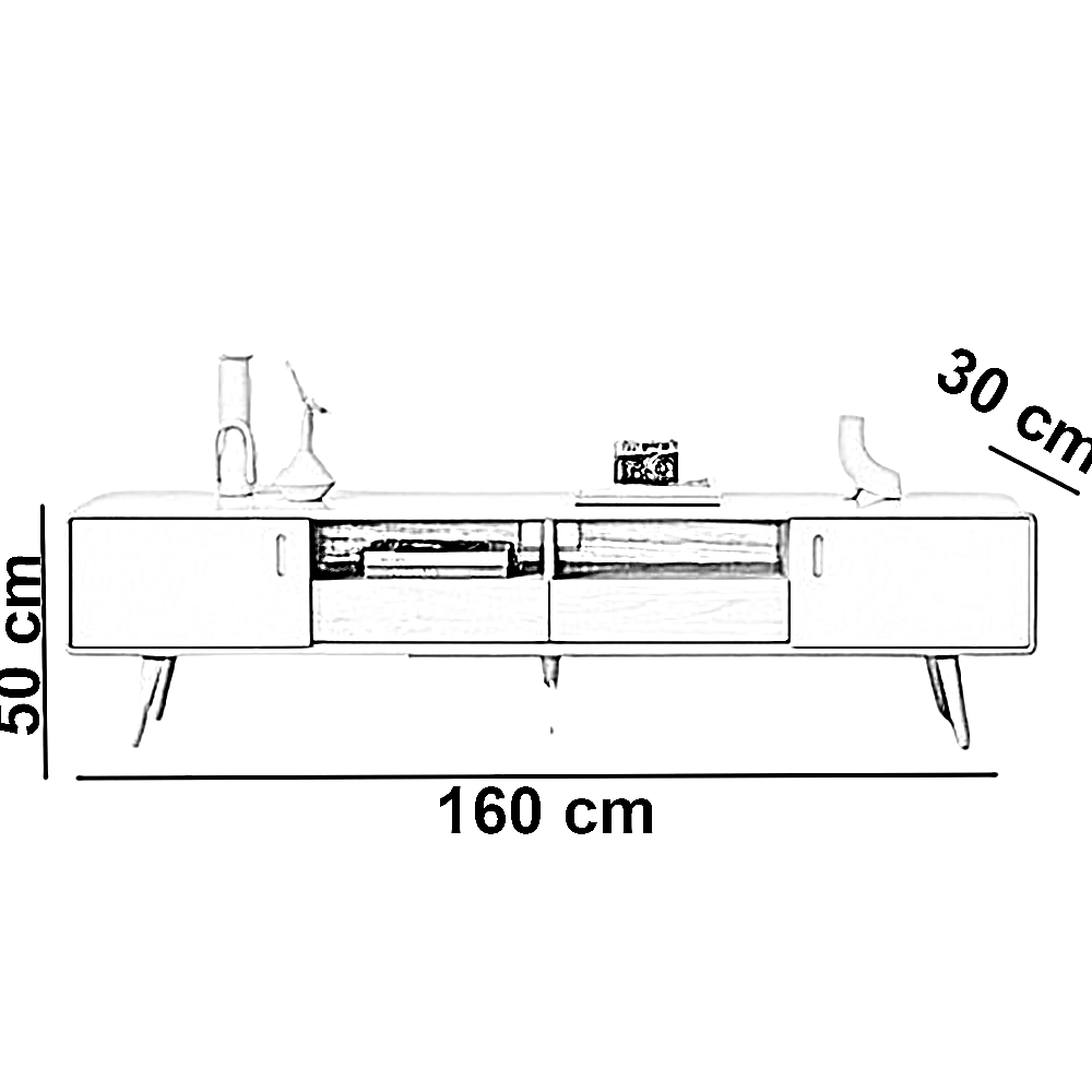 ترابيزة تليفزيون خشب ام دي اف، 160*30*50 سم