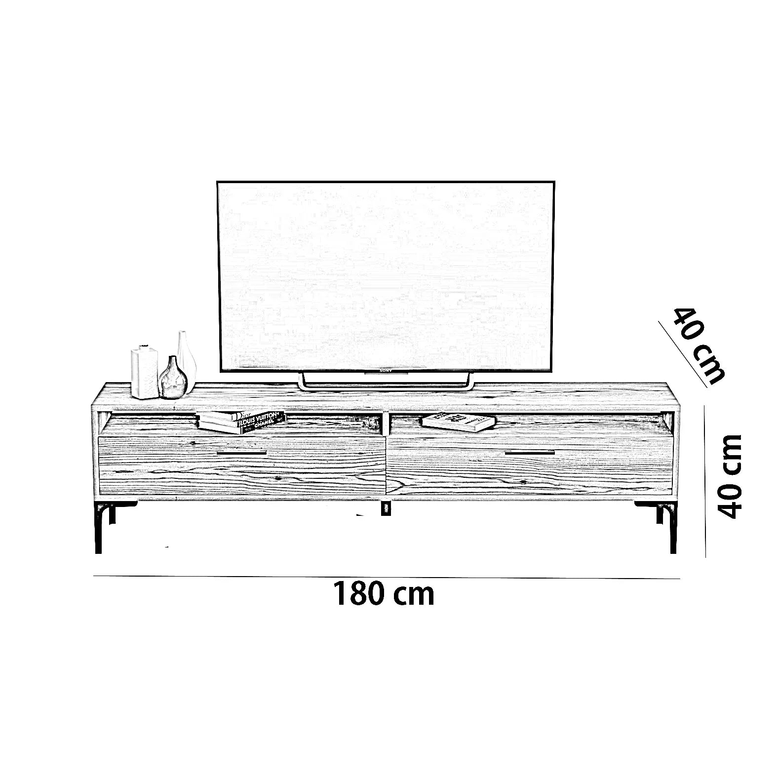طقم ترابيزة تليفزيون مع ترابيزة قهوة، خشب ام دي اف - قطعتين