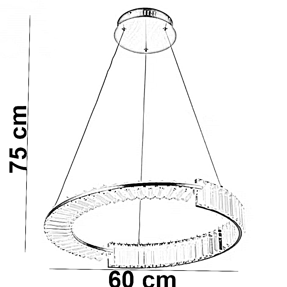 نجفة ستيل و كريستال، 60*75 سم - ذهبي