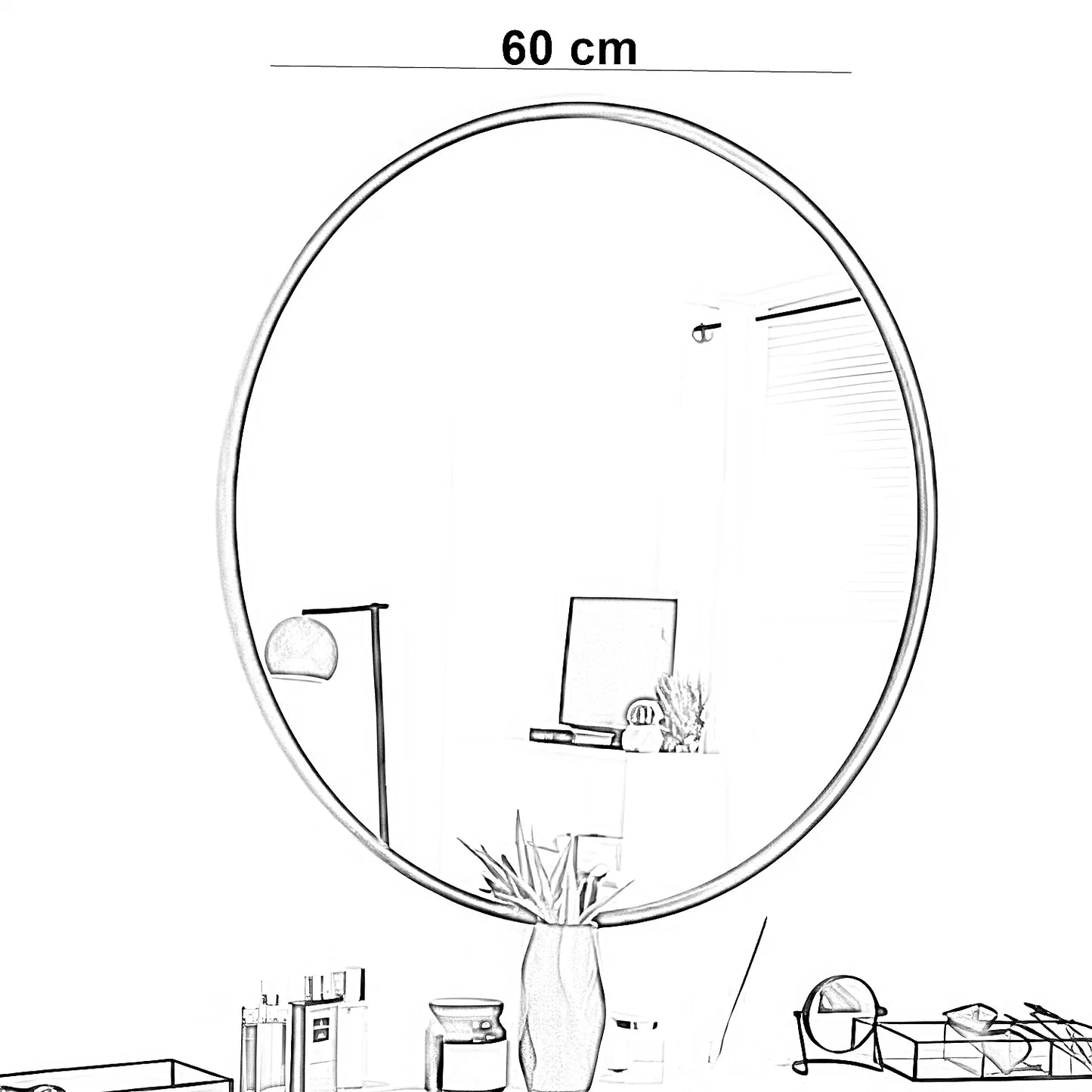 مرايا حائط بإطار أسود، 60 سم