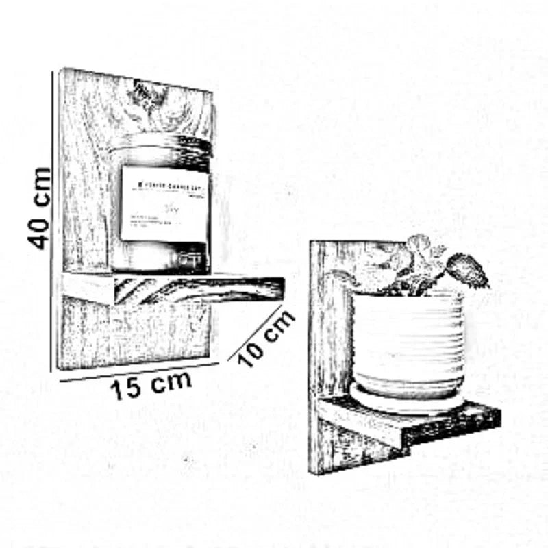 رف حائط خشب موسكي، 15*10*40 سم - قطعتين