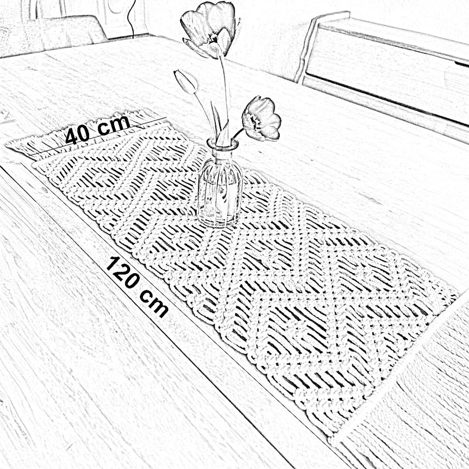 رانر مكرمية قطن، 40*120 سم