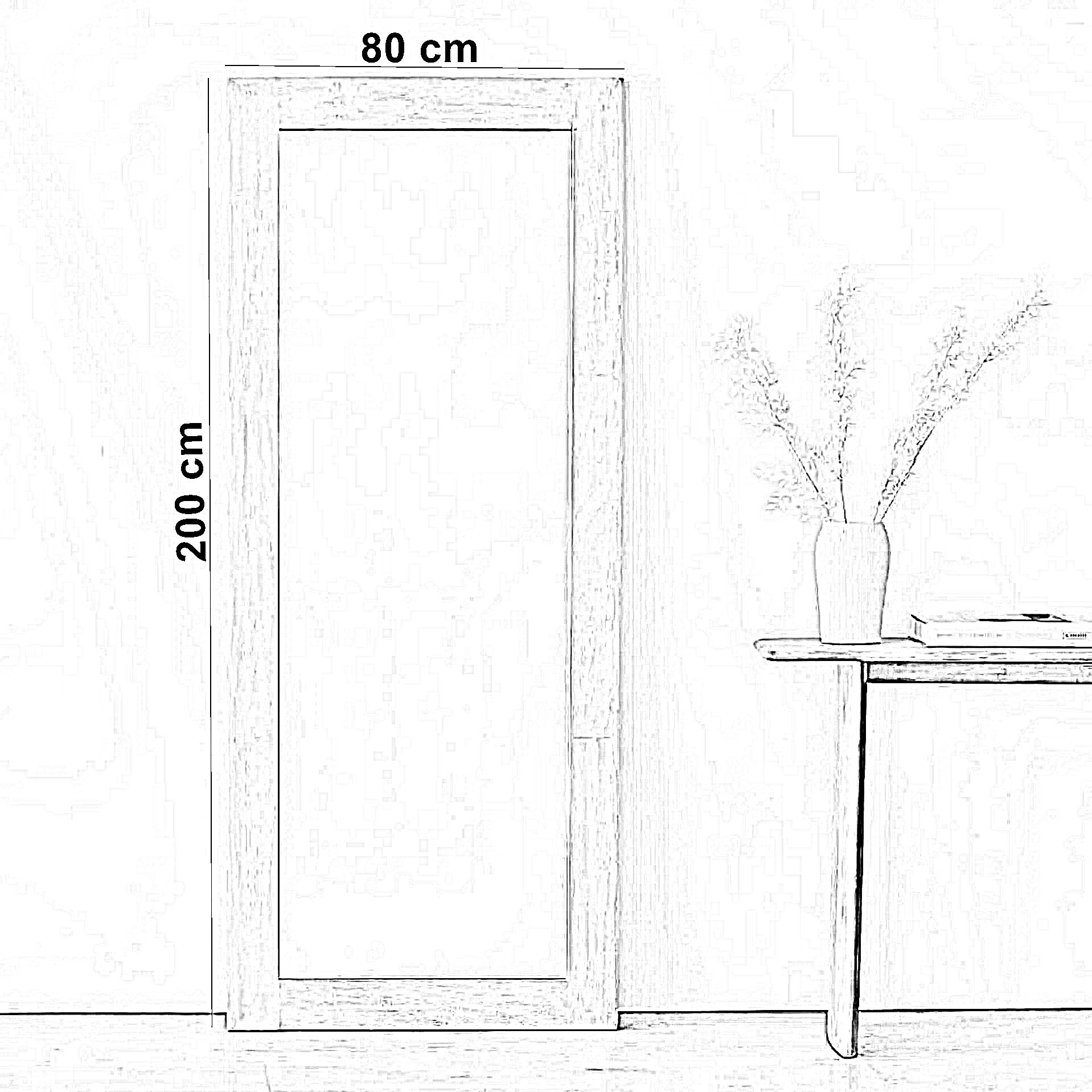 مرايا بإطار خشبي، 80*200 سم