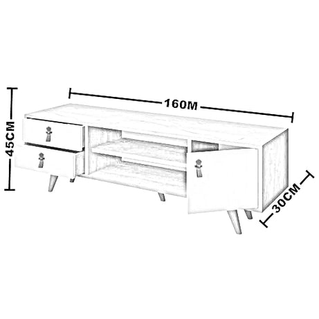 ترابيزة تليفزيون ام دي اف، 160*30*45 سم