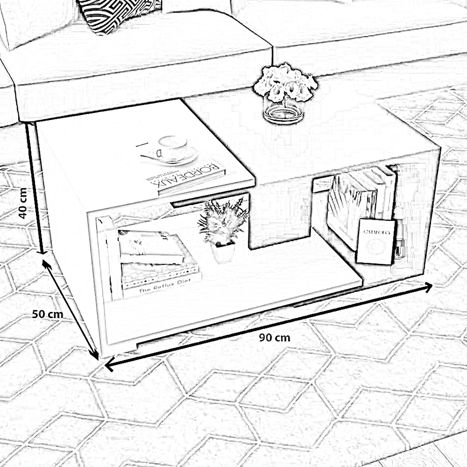 ترابيزة قهوة ام دي اف، 90*50*40 سم