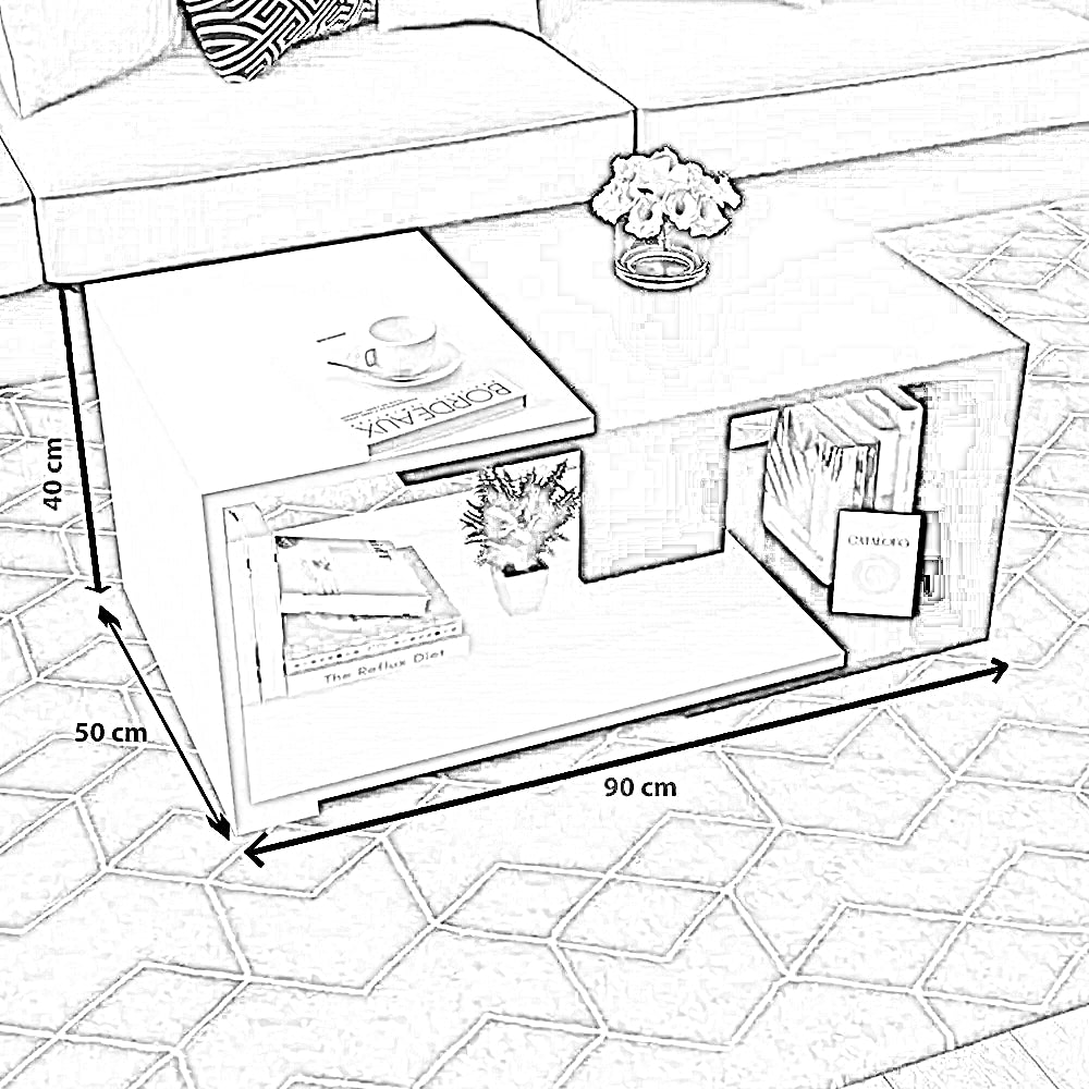 ترابيزة قهوة ام دي اف، 90*50*40 سم