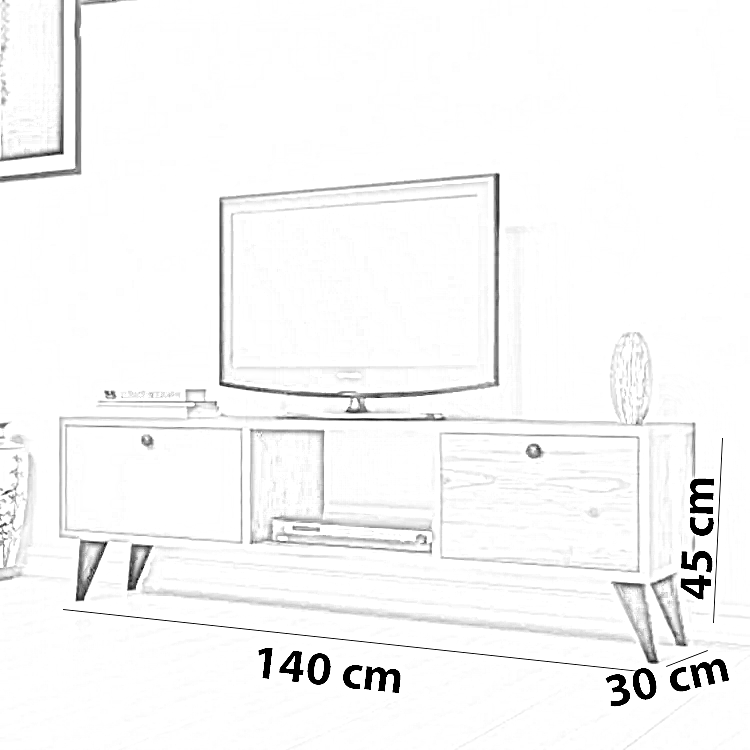 ترابيزة تليفزيون ام دي اف، 140*30*45 سم