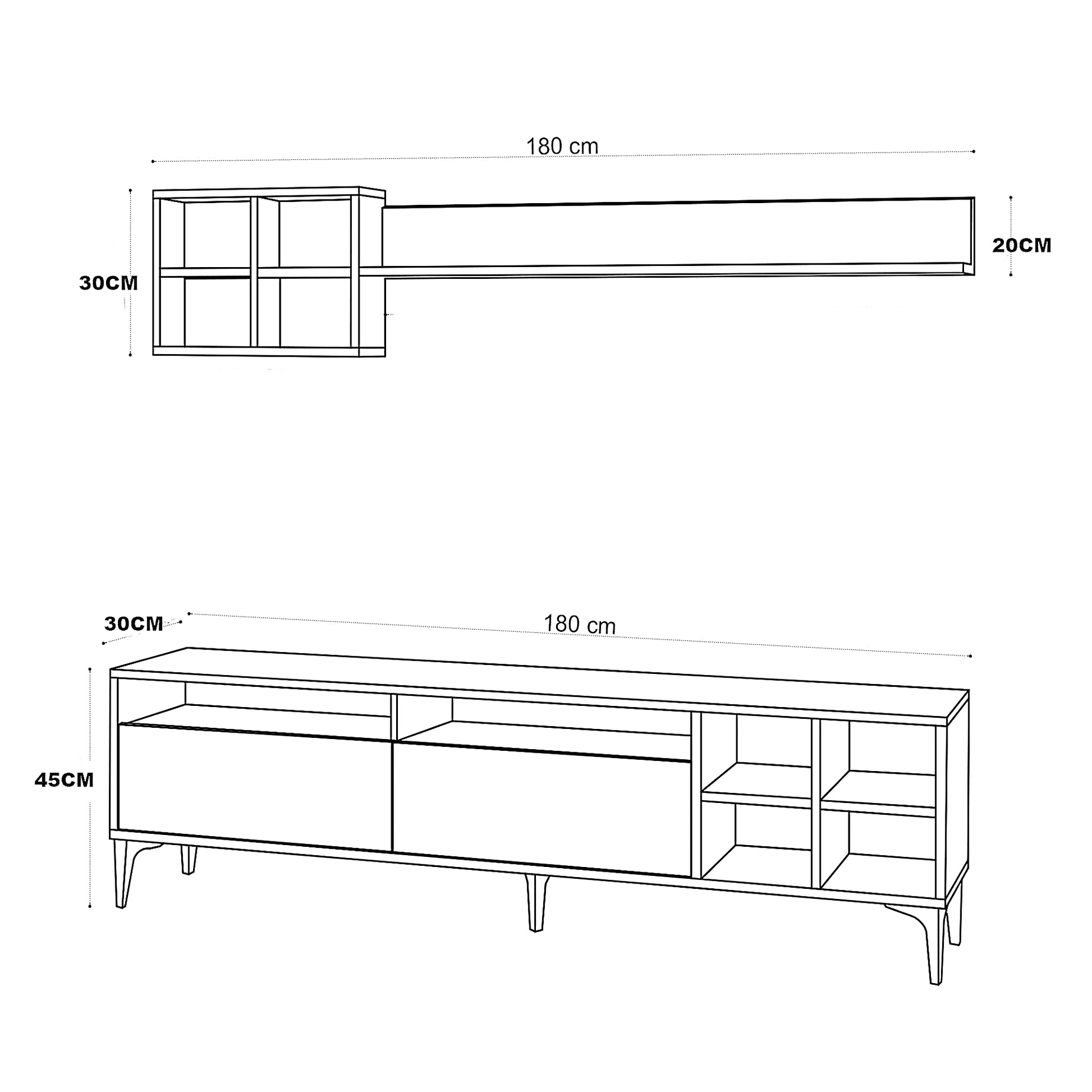 ترابيزة تليفزيون ام دي اف، قطعتين