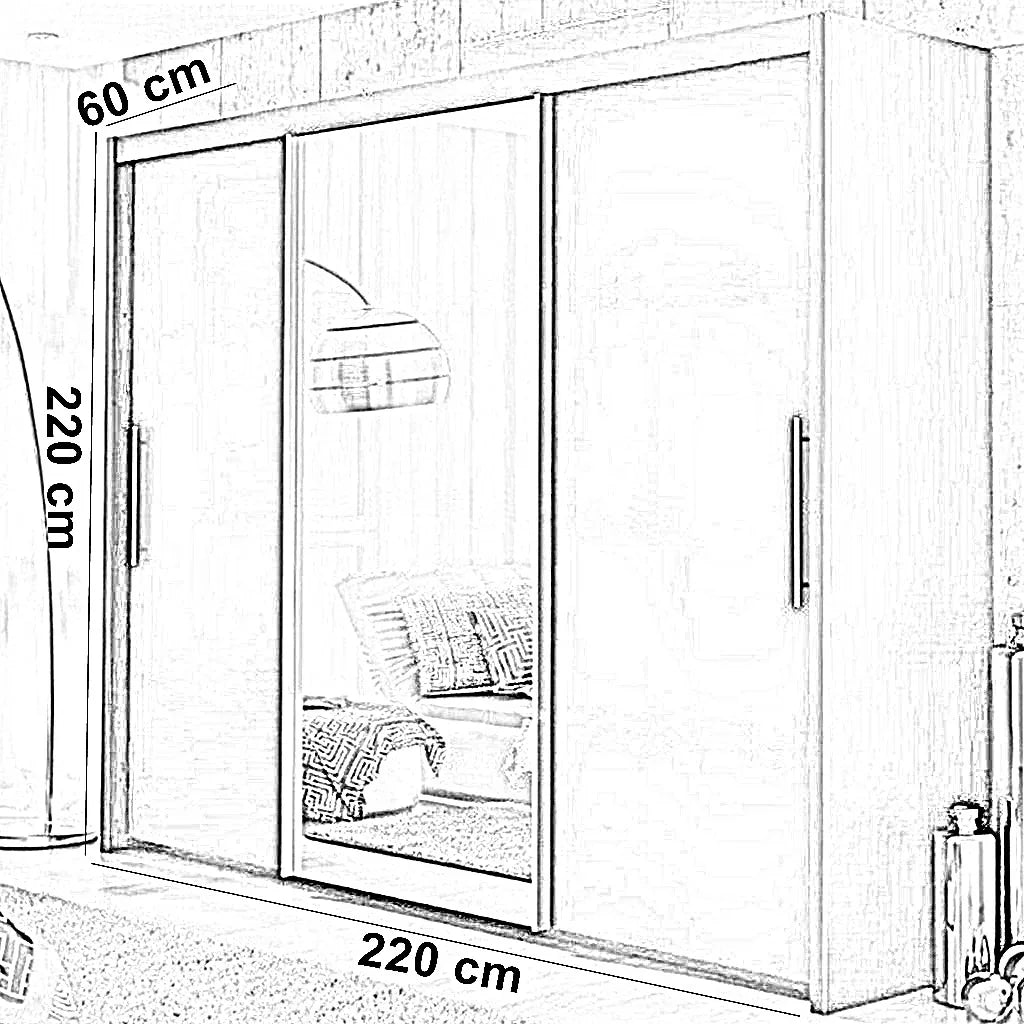 دولاب ام دي اف تايلاندي، 220*60*220 سم
