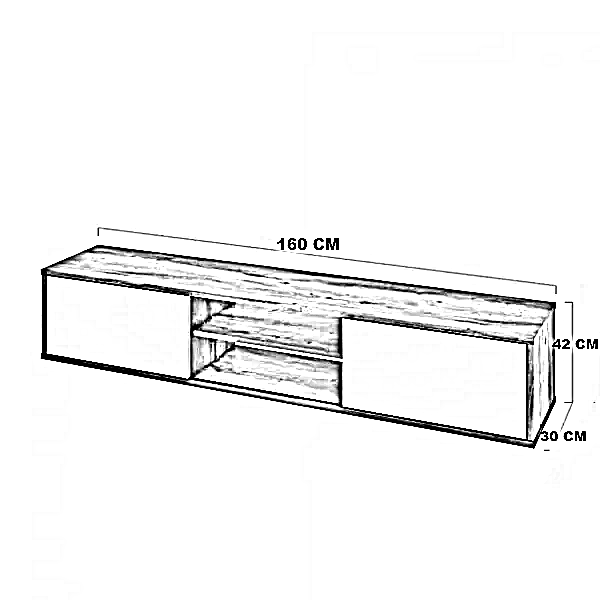 ترابيزة تليفزيون ام دي اف، 160*30*42 سم