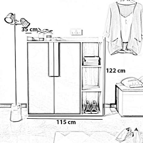 جزامة خشب ام دي اف، 115*35*122 سم