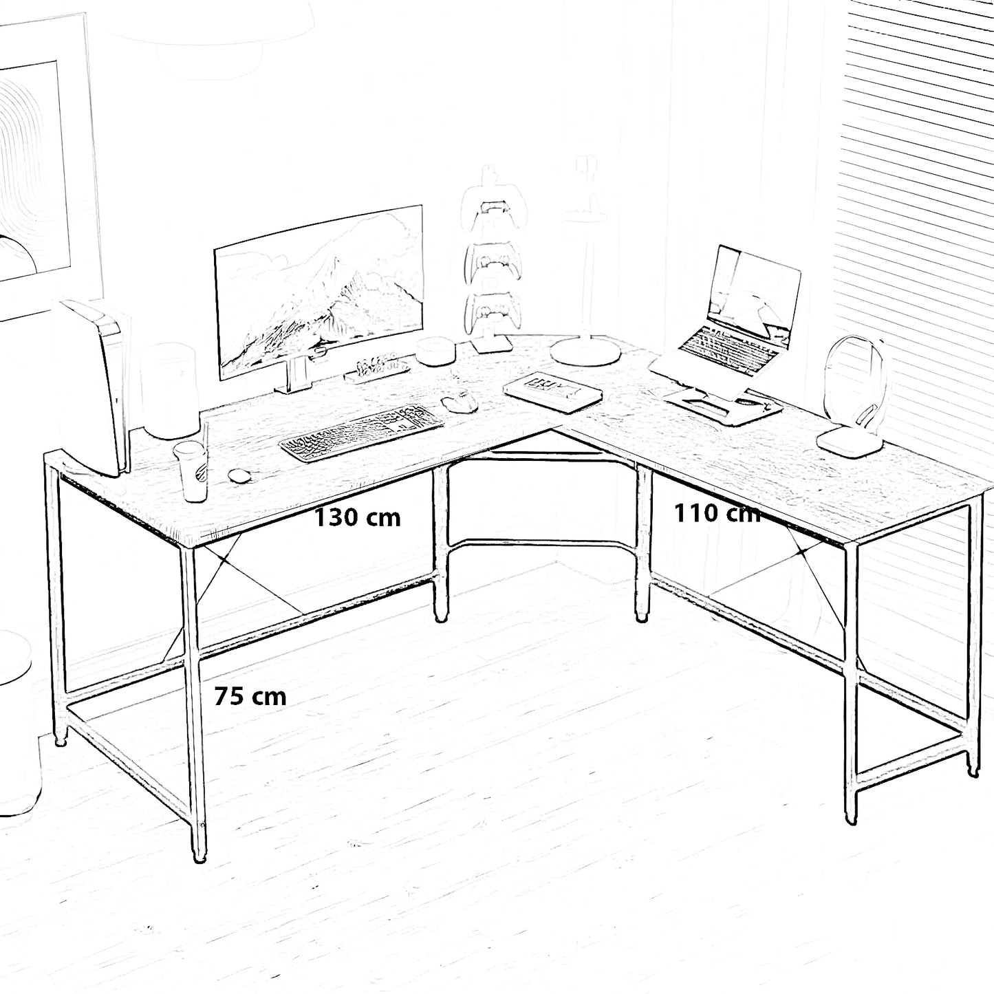 مكتب معدن، 150*150*75 سم