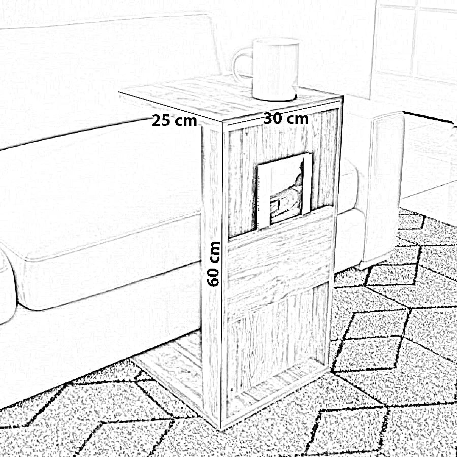 ترابيزة جانبية خشب كونتر، 30*25*60 سم