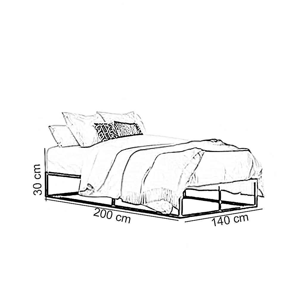 سرير كوين معدن، 140*200*30 سم