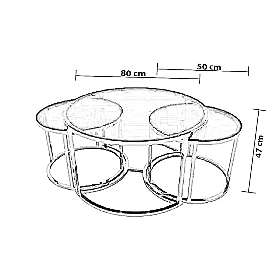 طقم ترابيزة قهوة ستيل، 3 قطع