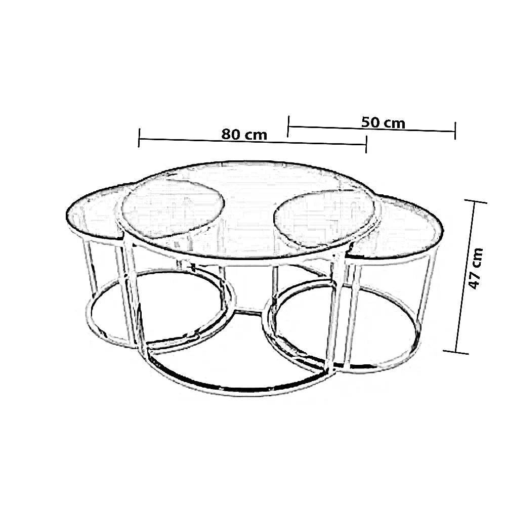 طقم ترابيزة قهوة ستيل، 3 قطع