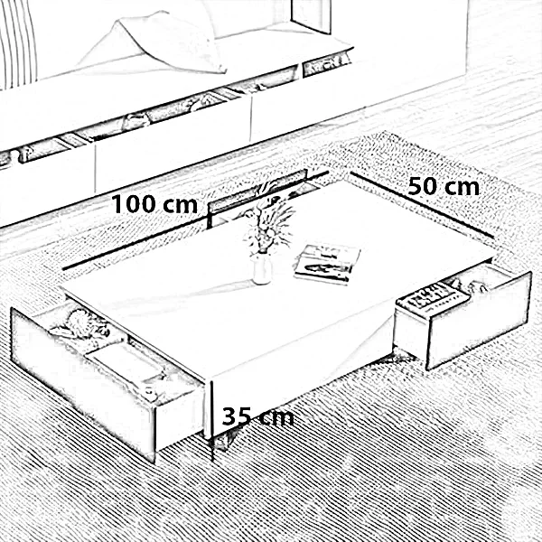 طقم ترابيزة تليفزيون مع ترابيزة قهوة، خشب ام دي اف - 3 قطع