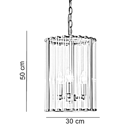 نجفة ستيل - كريستال، 30*50 سم- ذهبي