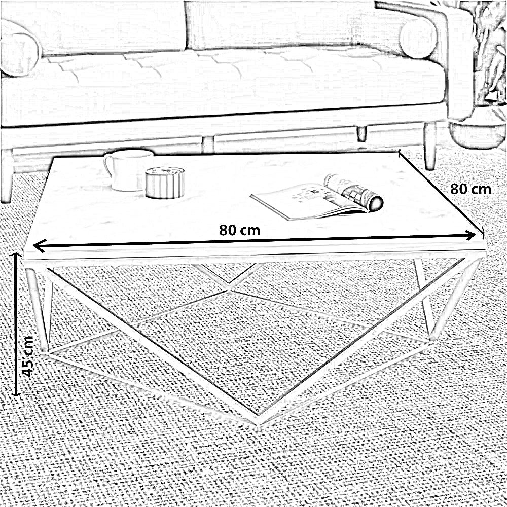 ترابيزة بسطح رخام، 80*80*45 سم