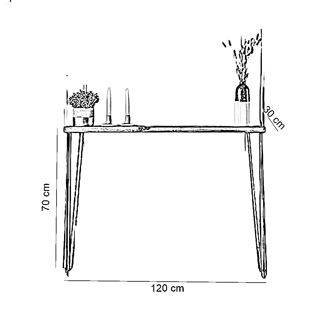 كونسول ستيل وخشب، 120*30*70 سم