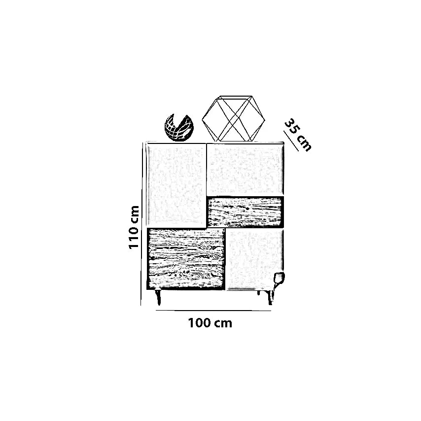 وحدة أدراج خشب كونتر و موسكي، 100*35*110 سم