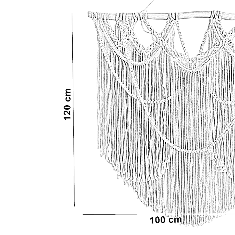 مكرمية حائط خشب، 100*120 سم
