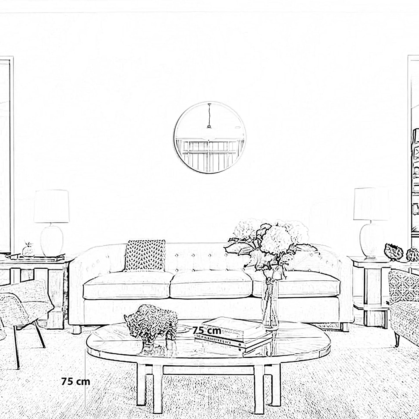 مرايا بإطار معدن، 75*75 سم