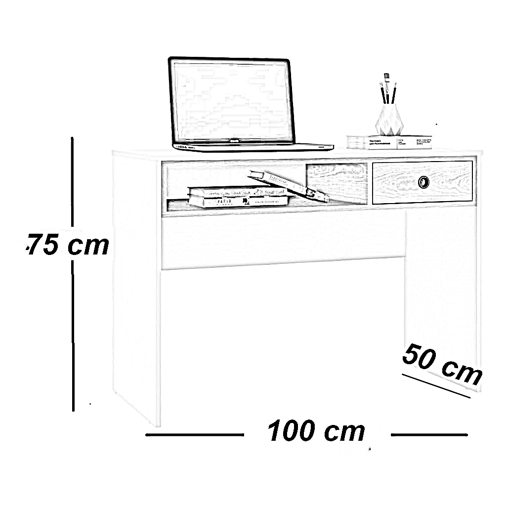 مكتب خشب ام دي اف، 100*50*75 سم