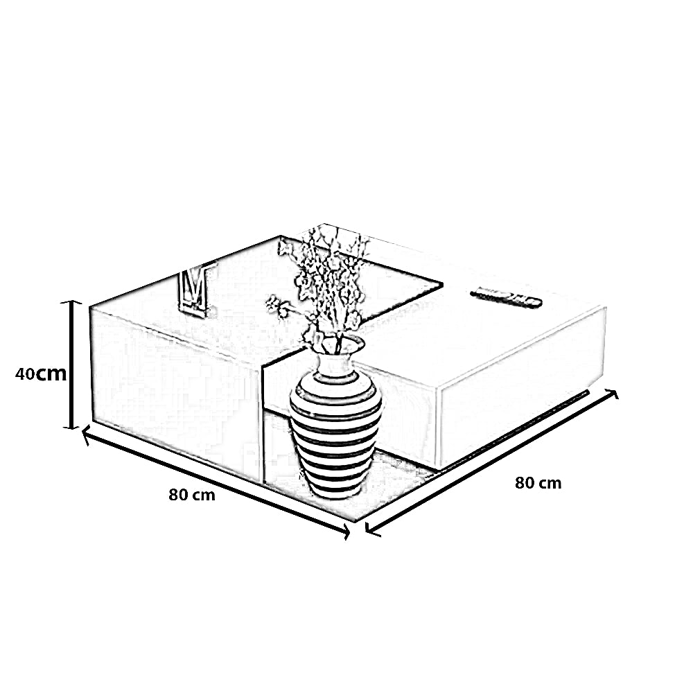 ترابيزة قهوة ام دي اف، 80*80*40 سم