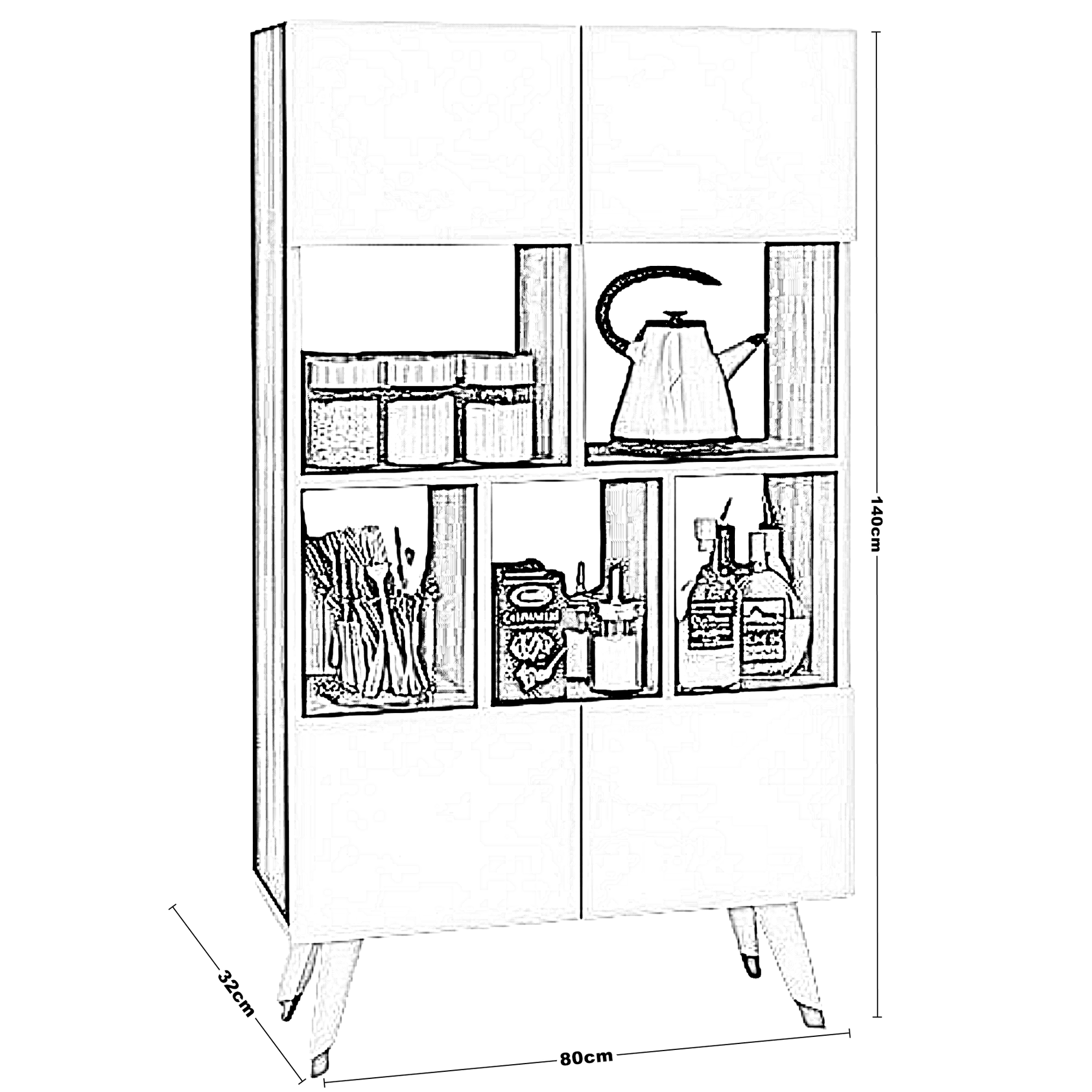 وحدة تخزين خشب ام دي اف، 80*32*140 سم