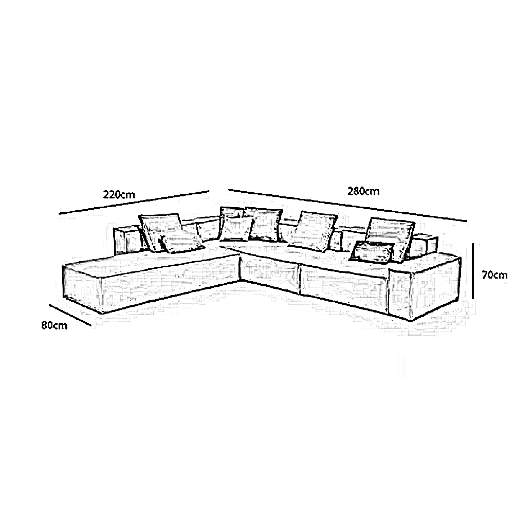ركنة خشب زان، 280*220*70 سم