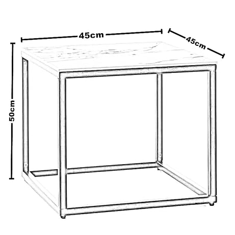 ترابيزة جانبية ستيل بسطح رخام، 45*45*50 سم
