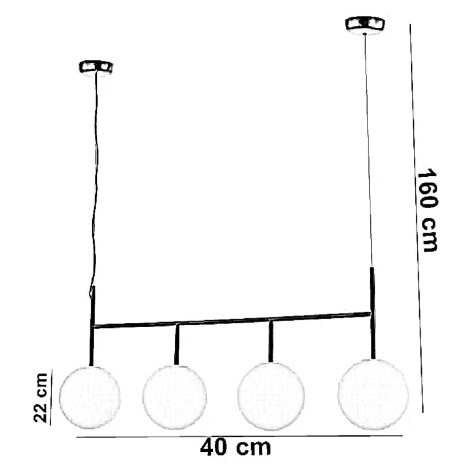 نجفة معدن و زجاج، 40*160 سم